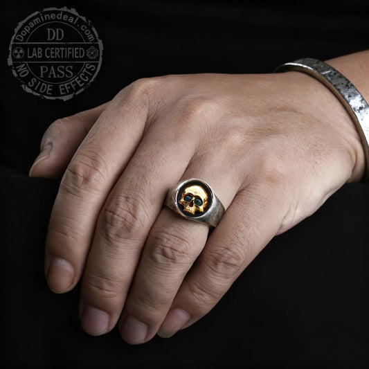 The Memento Mori Signet | Dual-Tone Skull Ring