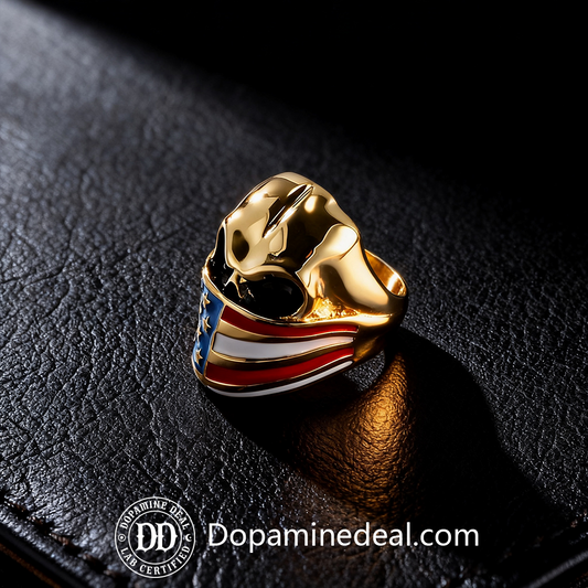 The Patriot Skull Ring | American Flag Signet Ring (Gold, Black, Silver)