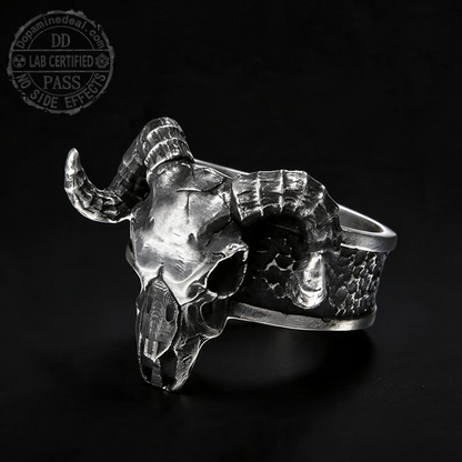 The Ram's Sermon | Solid 999 Sterling Silver Skull Ring