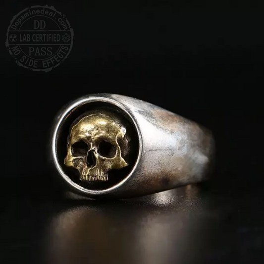 The Memento Mori Signet | Dual-Tone Skull Ring