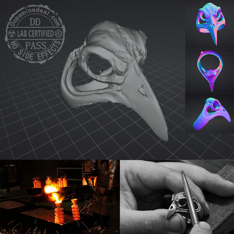 La Prophétie du Corbeau | Bague Ouverte Façonnée à la Main