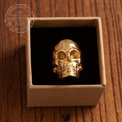 The Forbidden Gold heavyweight skull ring in presentation box